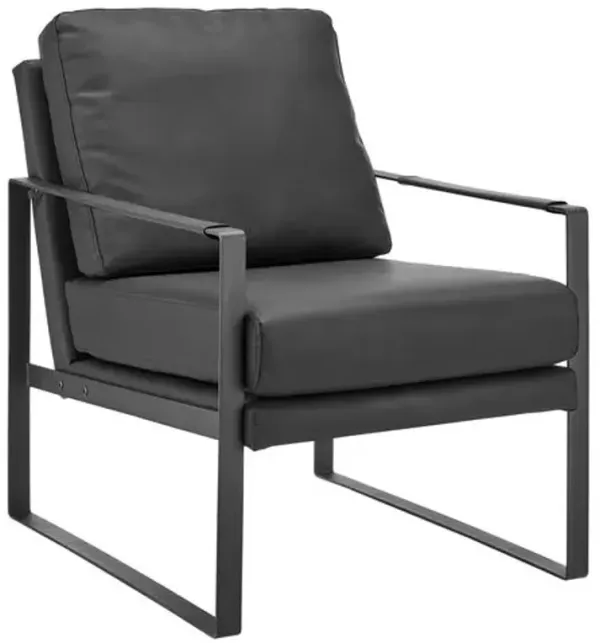 Astera Faux Leather Lounge Chair - Black