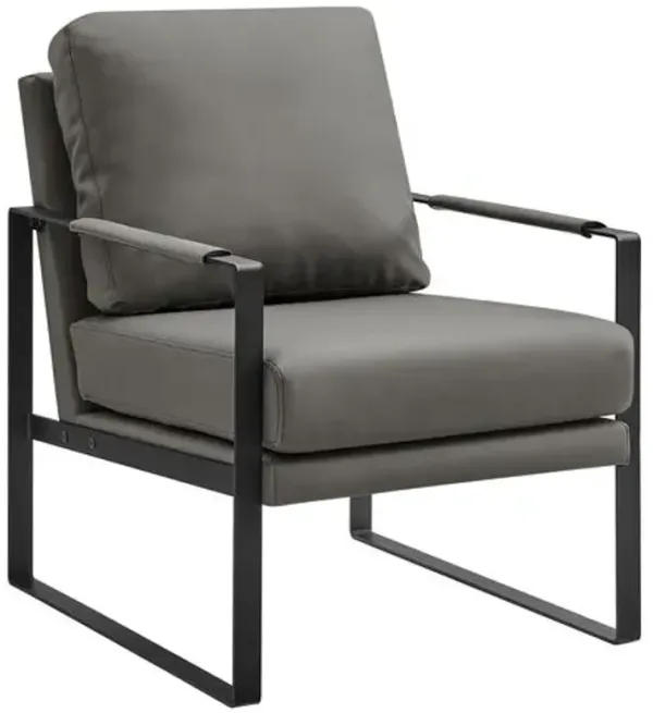 Astera Faux Leather Lounge Chair - Gray