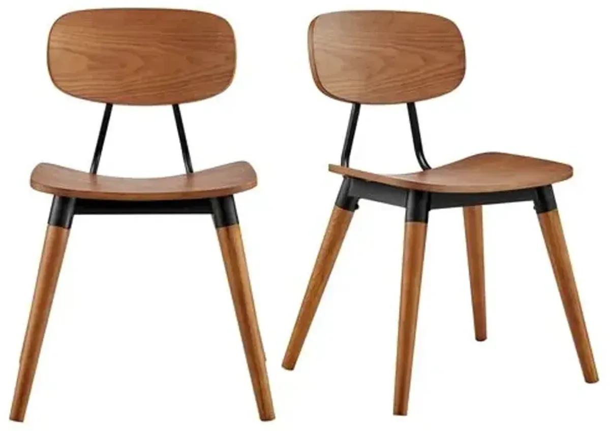 Set of 2 Kyra Side Chairs - Walnut - Black
