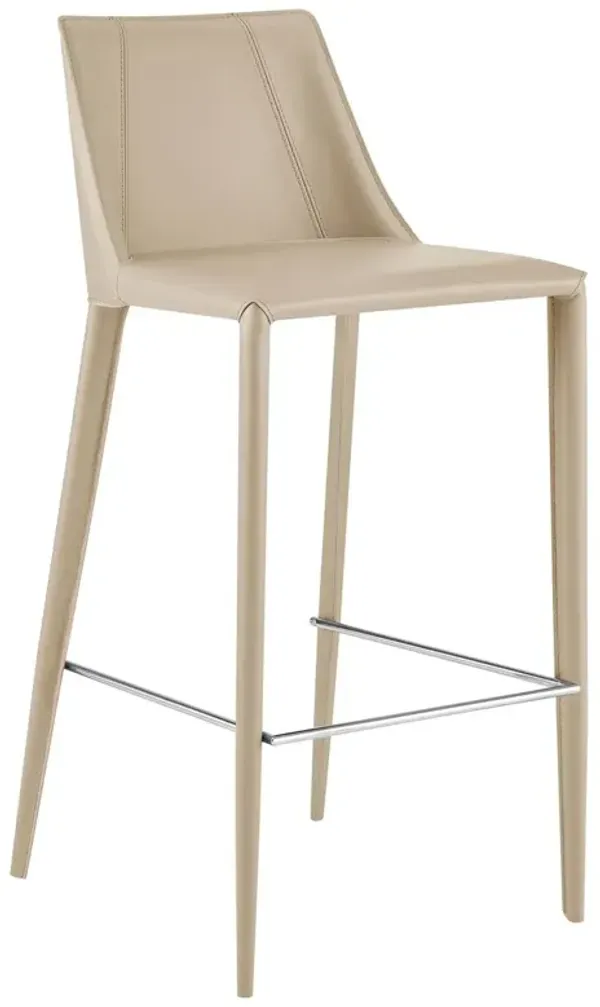 Leris Faux Leather Bar Stool, Taupe