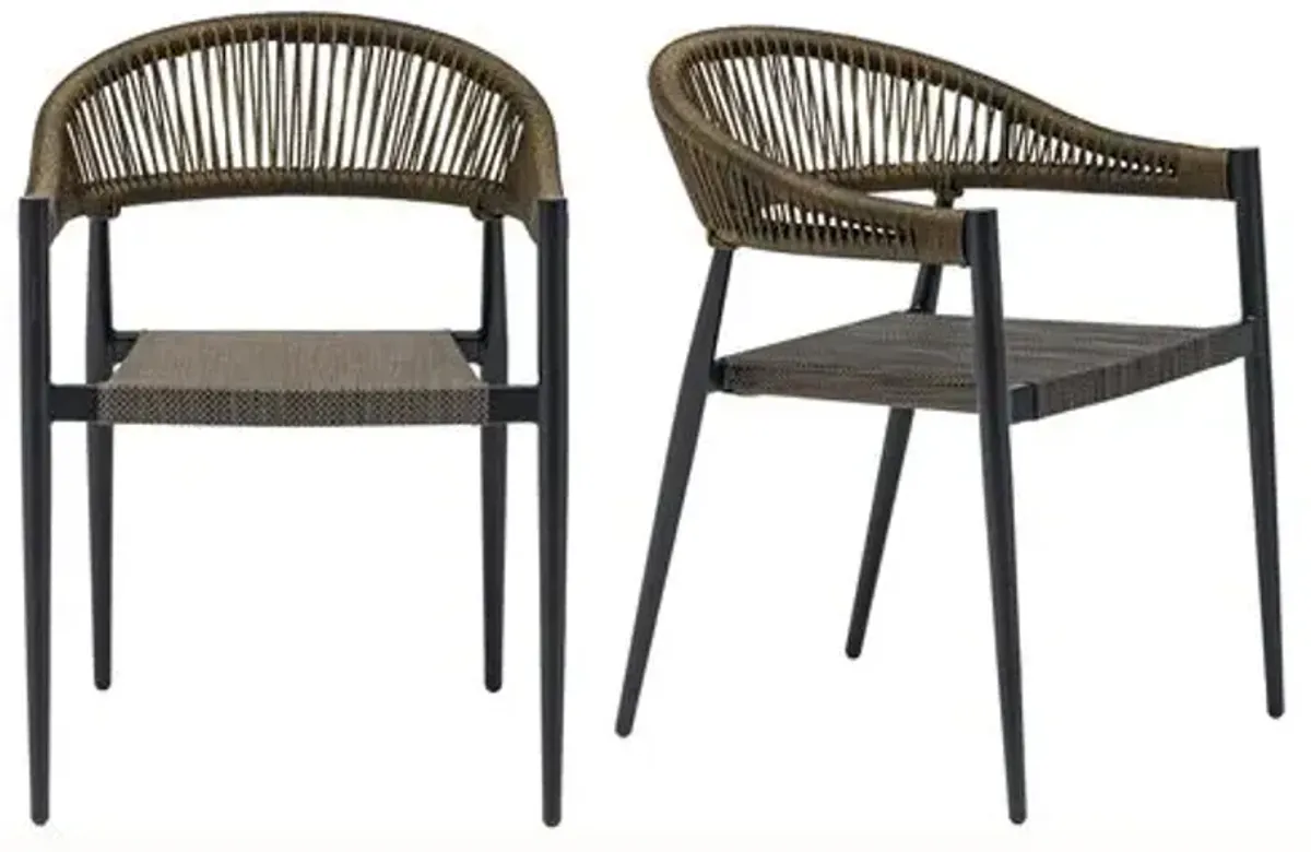 Set of 2 Veyra Rope Back Outdoor Armchairs - Brown
