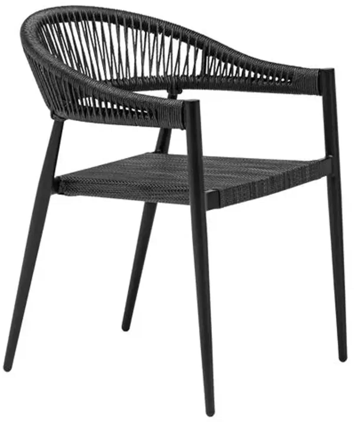 Set of 2 Veyra Rope Back Outdoor Armchairs - Black