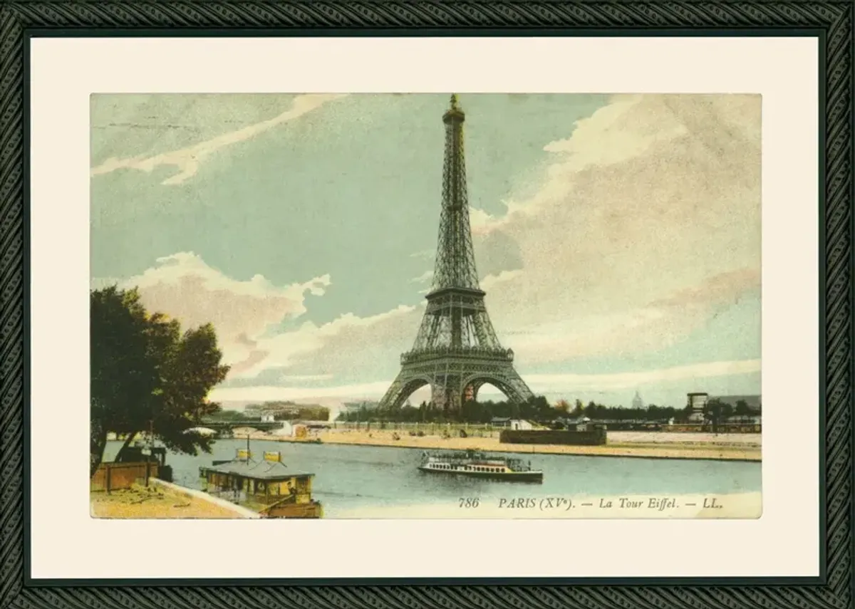 Eiffel Tower & Boat, Art Print, 10" x 14"