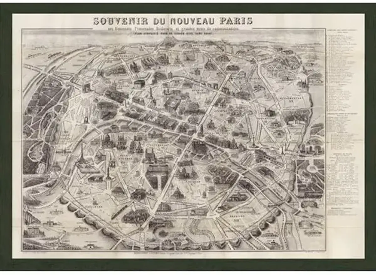 Sepia Paris Map - 1890s Art Print - 16.5" x 23" - Black