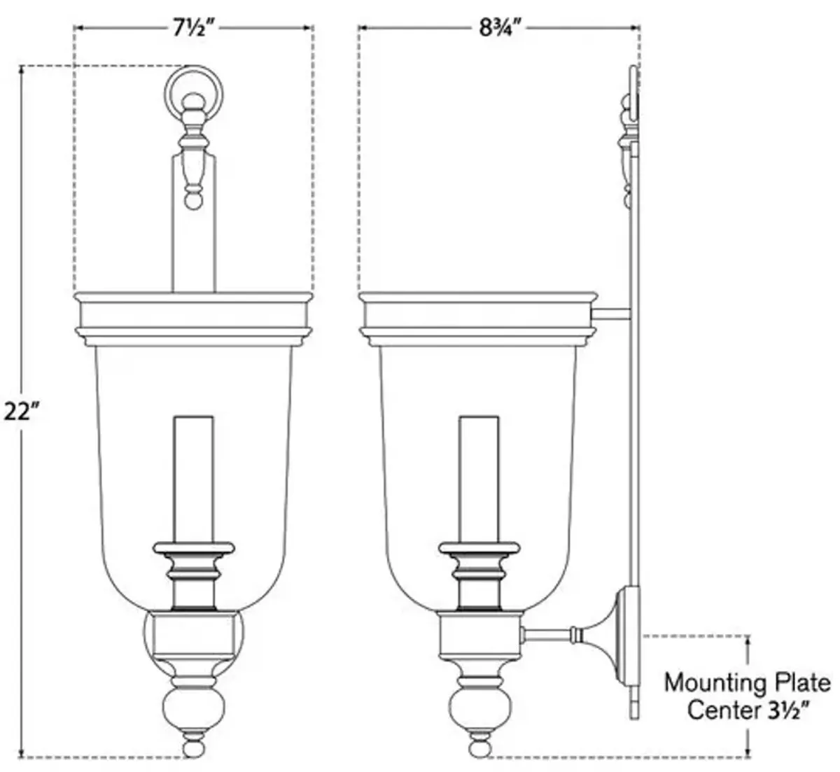 Visual Comfort - Georgian Small Hurricane Wall Sconce - Gold