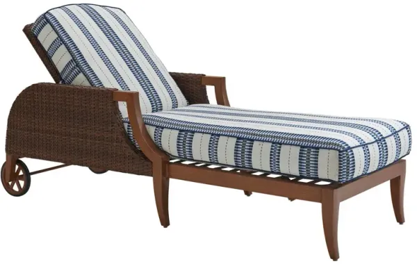 Harbor Isle Outdoor Aluminum/Wicker Chaise Lounge, Blue/Aqua Stripe
