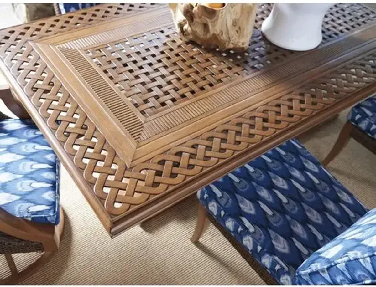 Harbor Isle 87" Outdoor Aluminum Rectangular Basket Weave Dining Table - Walnut - Tommy Bahama
