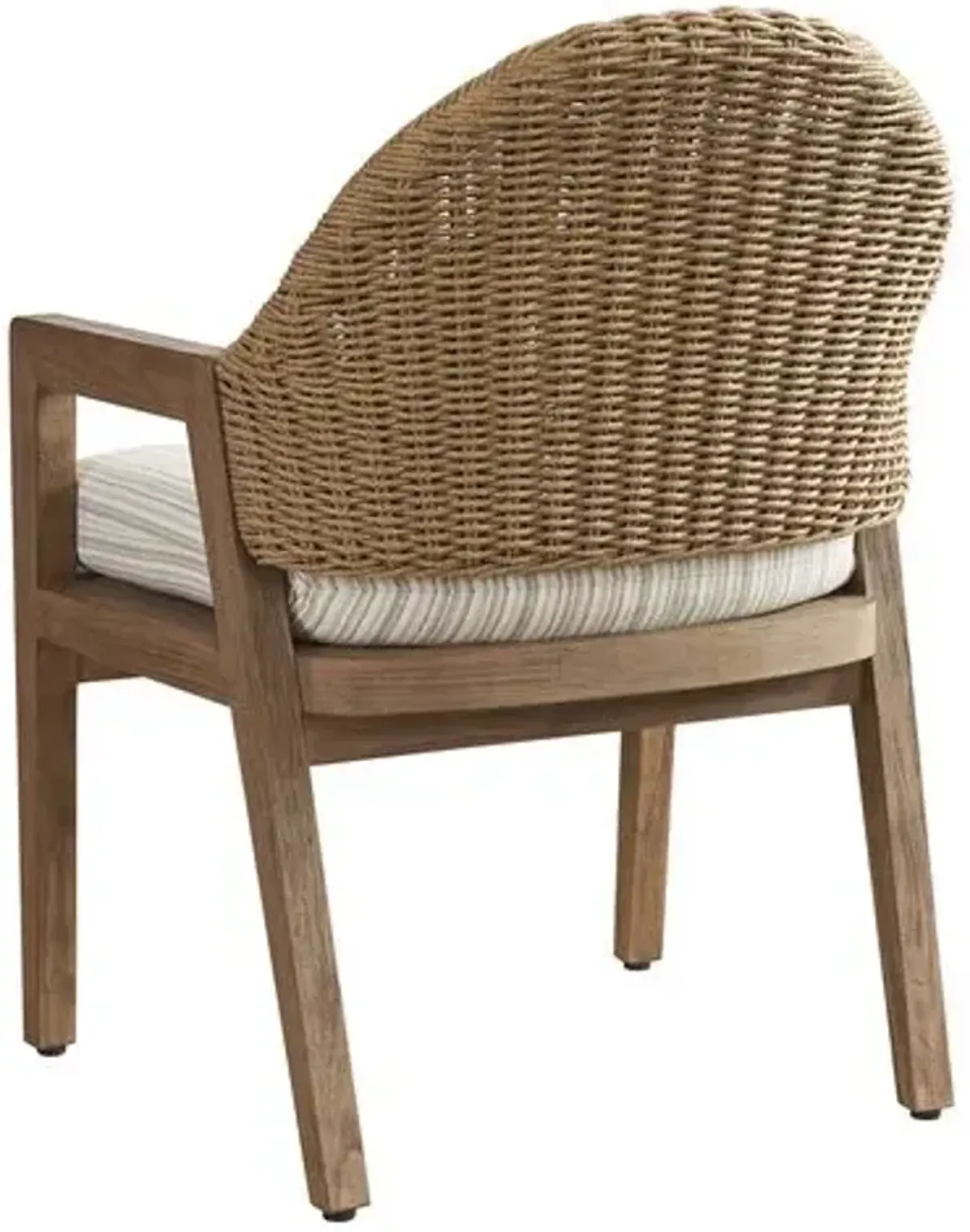 Isle Of Palms Outdoor Wicker/Teak Arm Dining Chair - Stripe Beige/Tan - Tommy Bahama