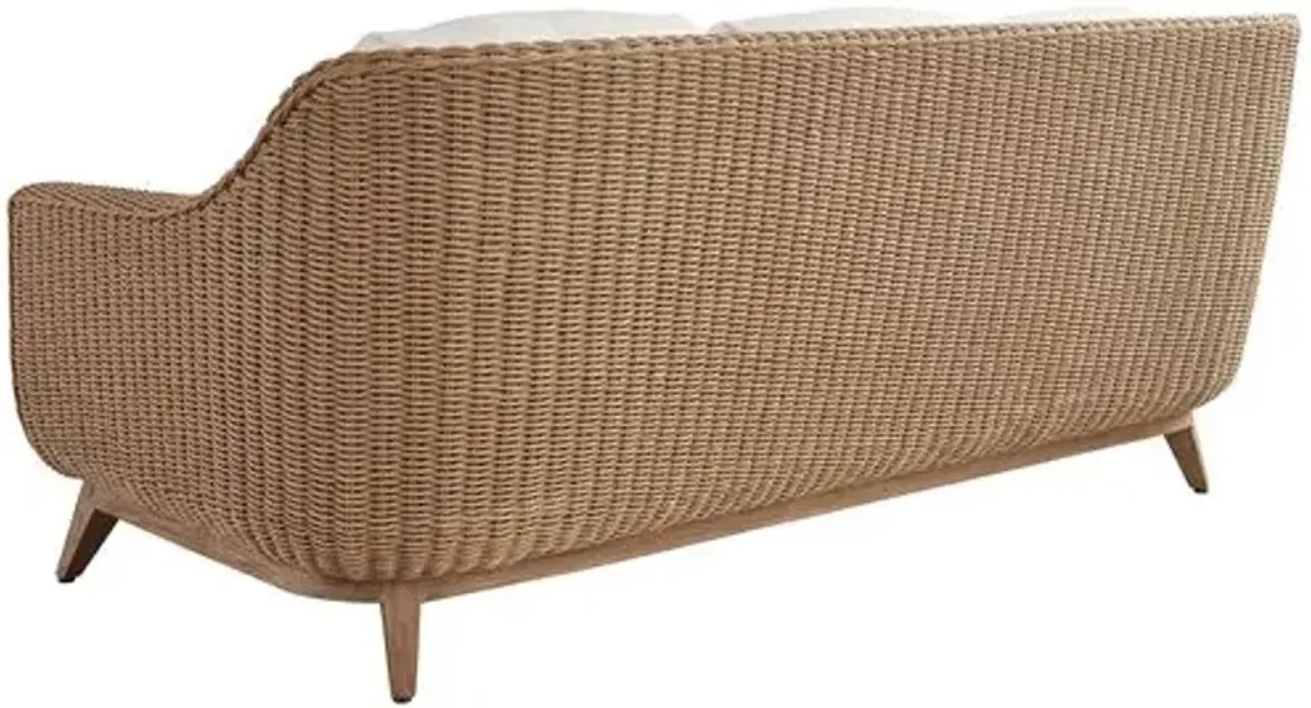 Isle Of Palms Outdoor Wicker/Teak Sofa - Textured White/Ivory - Tommy Bahama