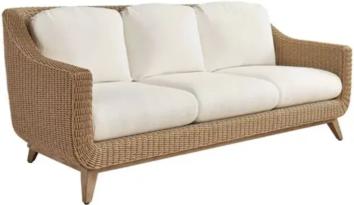 Isle Of Palms Outdoor Wicker/Teak Sofa - Textured White/Ivory - Tommy Bahama
