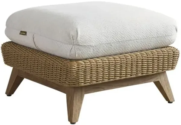 Isle Of Palms Outdoor Wicker/Teak Ottoman - Tommy Bahama - White