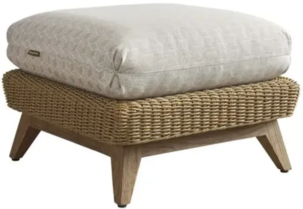 Isle Of Palms Outdoor Wicker/Teak Ottoman - Tommy Bahama - Beige
