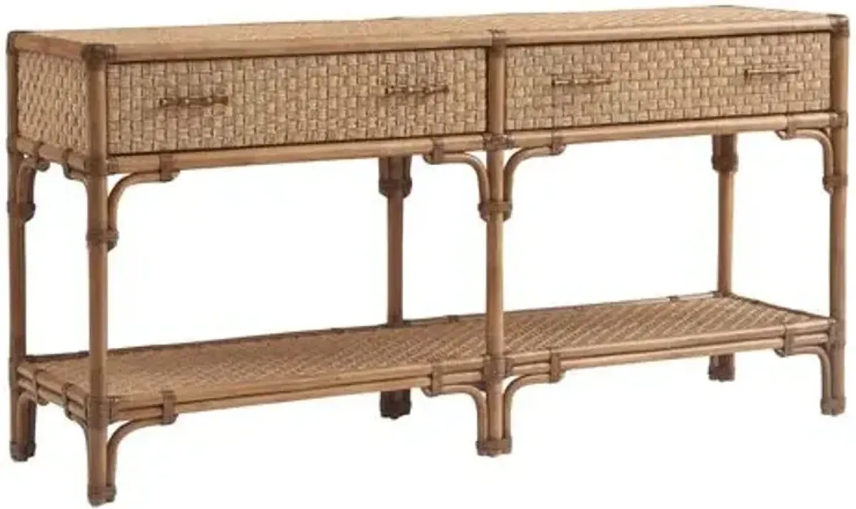 Sailfish Point 2-Drawer Bamboo/Rattan Sideboard - Sunwashed - Tommy Bahama - Brown