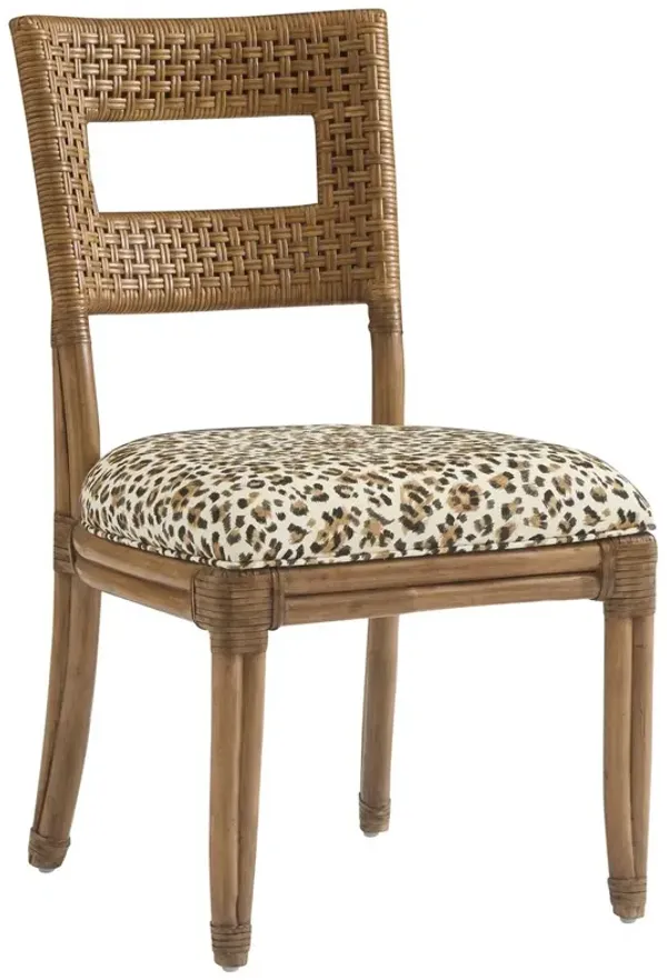 Delano Woven Rattan Side Chair, Animal Skin