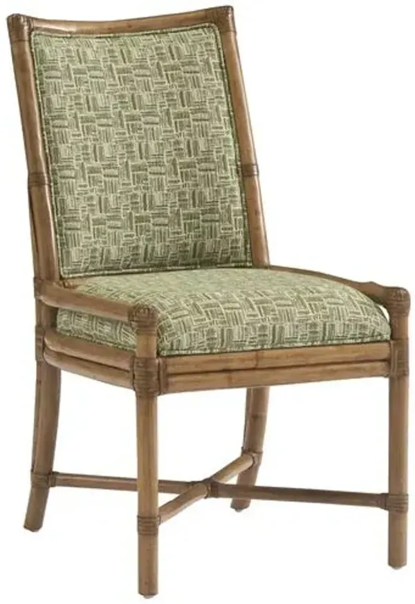 Oceanside Rattan Side Chair - Geometric Green - Tommy Bahama