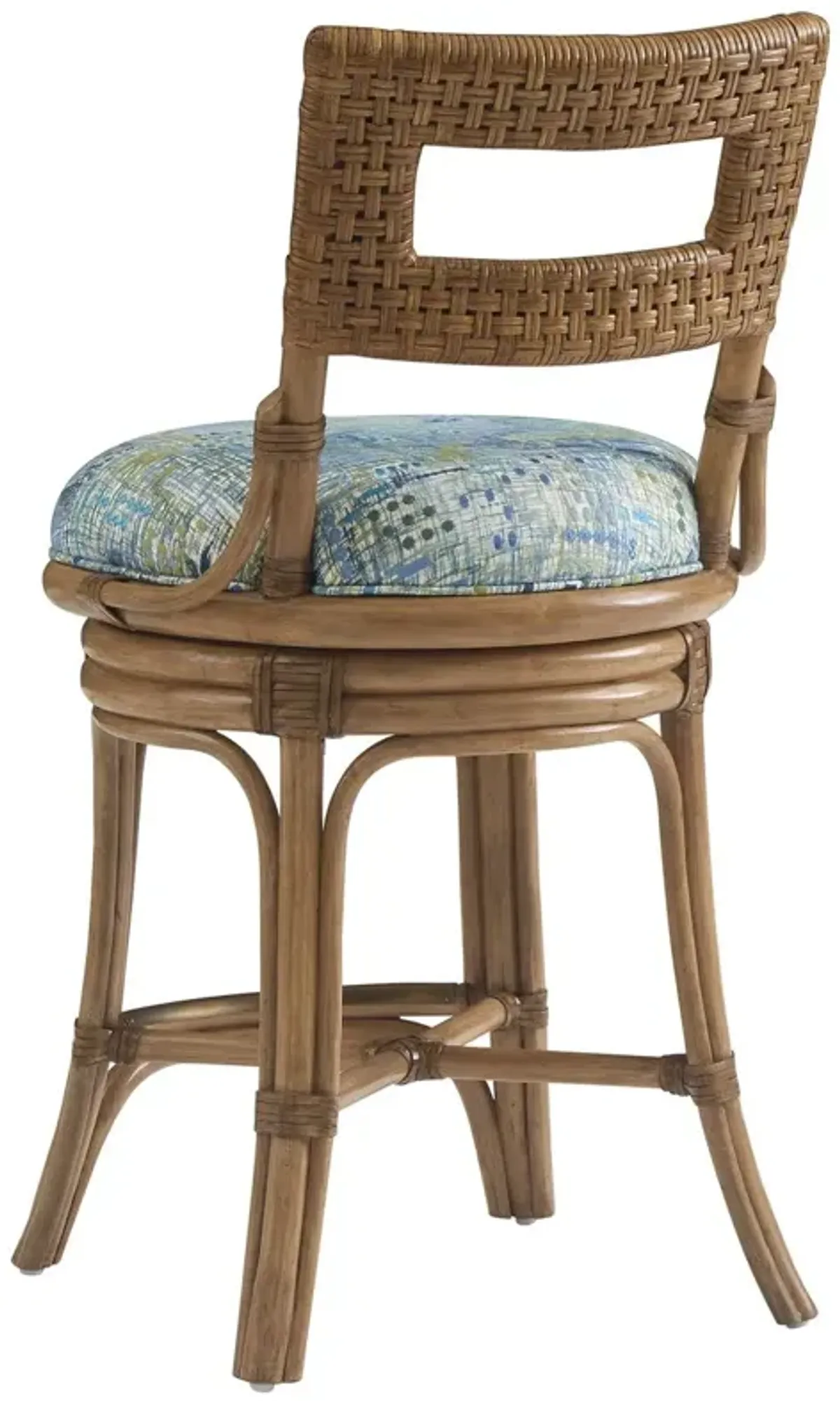 Bay Harbour Rattan Counter Stool - Small Pattern Green/Blue - Tommy Bahama