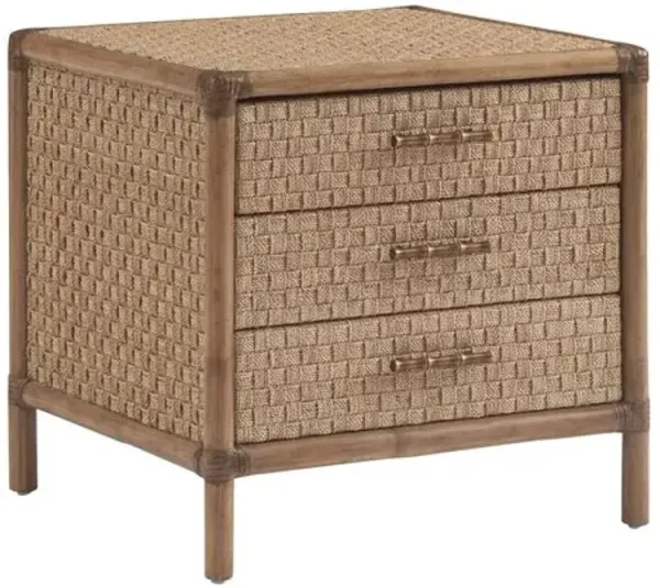 Coral Reef 3-Drawer Braided Abaca Square End Table - Sunwashed - Tommy Bahama - Brown