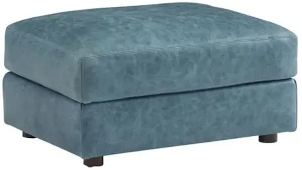 Granville Leather Ottoman - Blue Green - Tommy Bahama