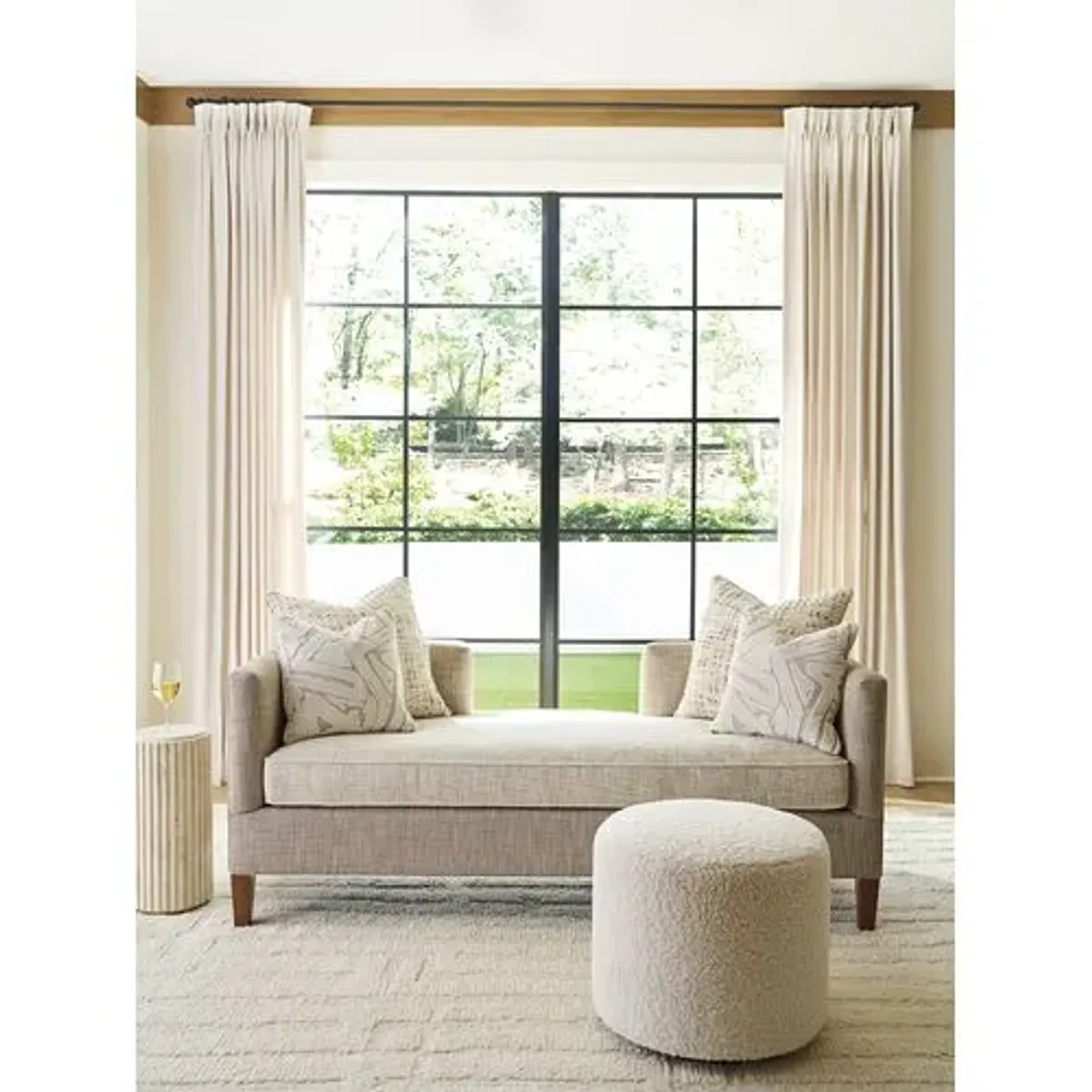 Three Arch Swivel Ottoman - Black/White/Ivory - Lexington