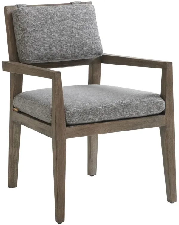 La Jolla Outdoor Teak Dining Armchair, Light Brown/Gray Sunbrella