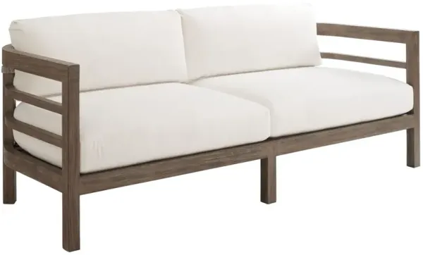 La Jolla Outdoor Teak Sofa, Light Brown/Ivory