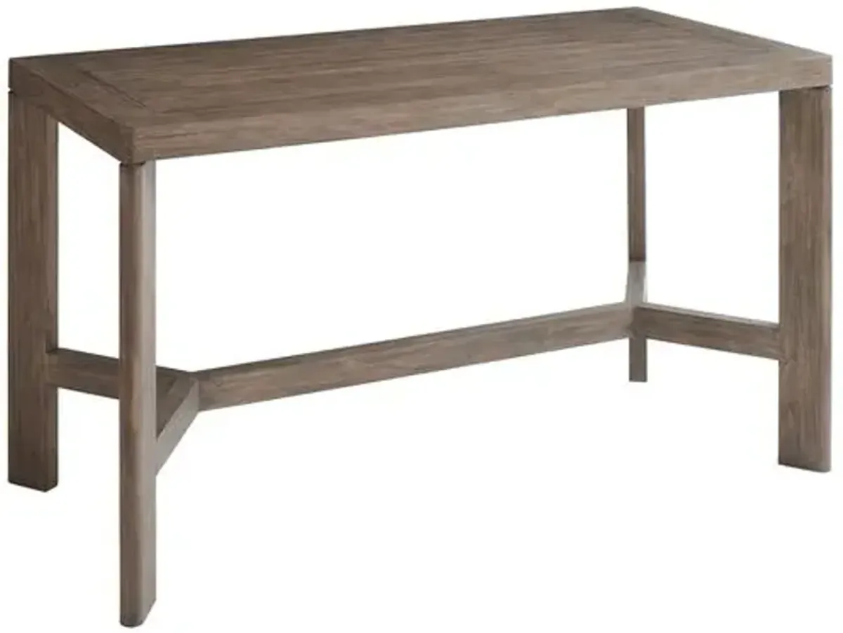 La Jolla Outdoor Teak High/Low Adjustable Bistro Table - Light Brown - Tommy Bahama