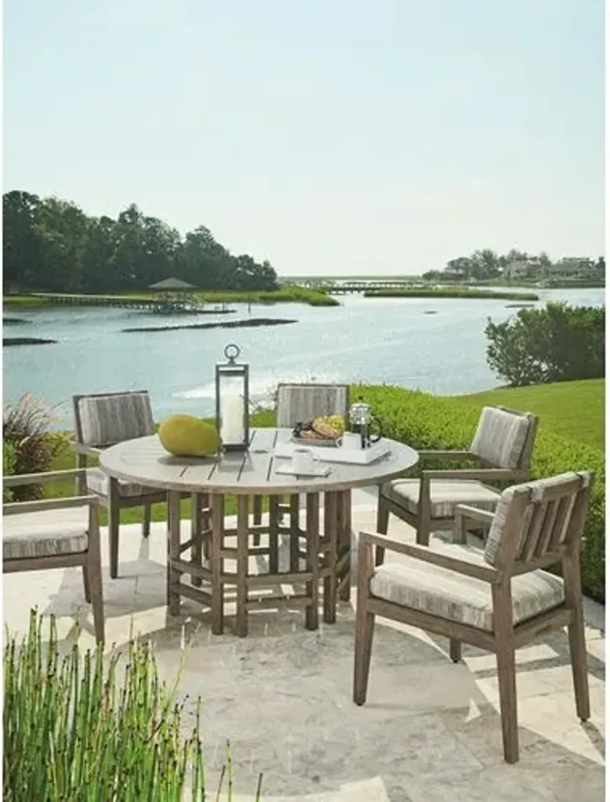 La Jolla 60" Outdoor Teak Round Dining Table - Light Brown - Tommy Bahama