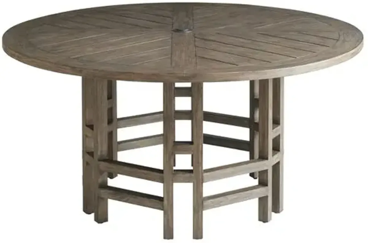 La Jolla 60" Outdoor Teak Round Dining Table - Light Brown - Tommy Bahama