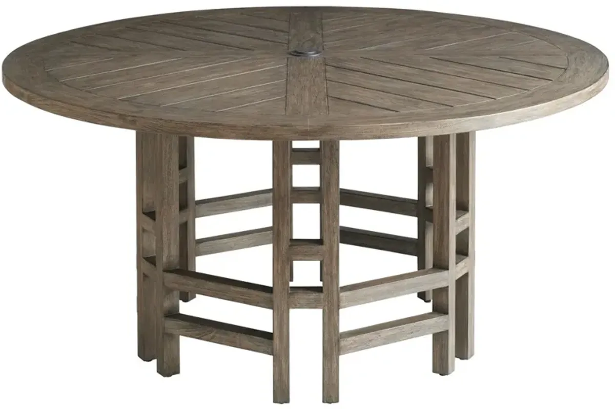 La Jolla 60" Outdoor Teak Round Dining Table, Light Brown