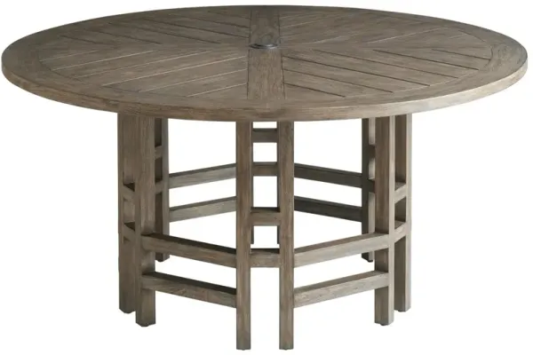 La Jolla 60" Outdoor Teak Round Dining Table, Light Brown