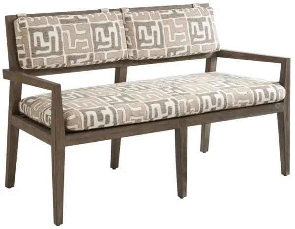 La Jolla Outdoor Teak Bench, Geometric Multi-Color