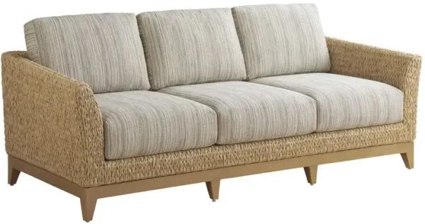 Los Altos Valley View Outdoor Aluminum/Wicker Sofa, Light Tan/ Brown Stripe