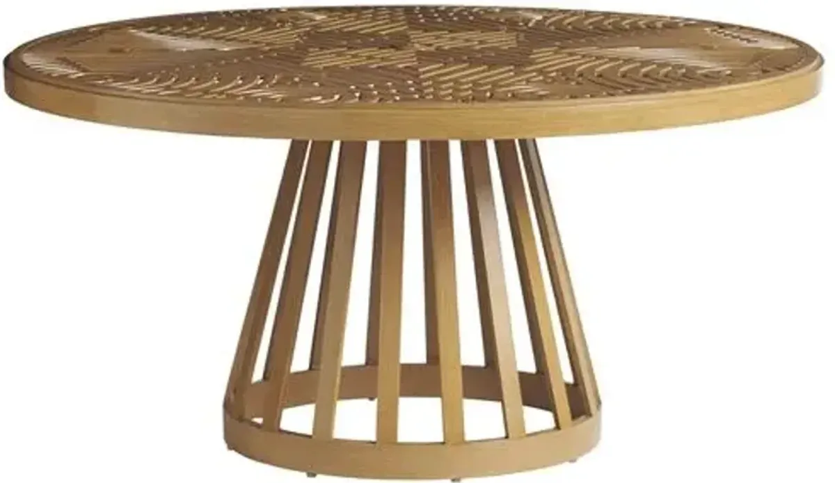 Los Altos Valley View 60" Outdoor Aluminum Round Dining Table - Light Tan - Tommy Bahama