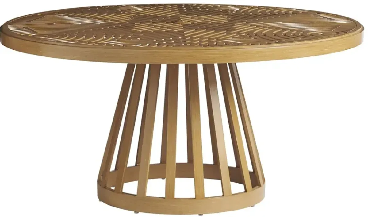 Los Altos Valley View 60" Outdoor Aluminum Round Dining Table, Light Tan