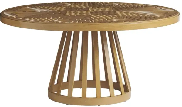 Los Altos Valley View 60" Outdoor Aluminum Round Dining Table, Light Tan