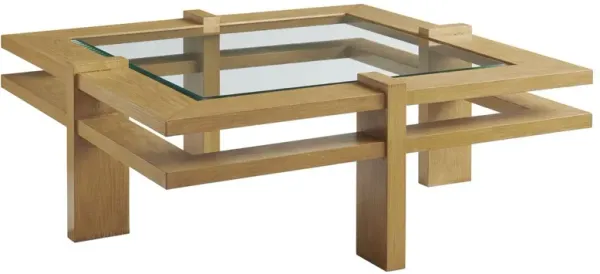 Los Altos Valley View 48" Outdoor Aluminum Square Cocktail Table, Light Tan