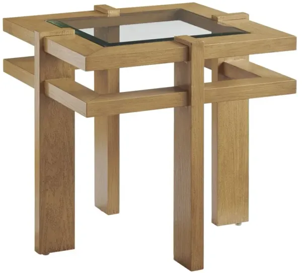 Los Altos Valley View Outdoor Aluminum Square End Table, Light Tan