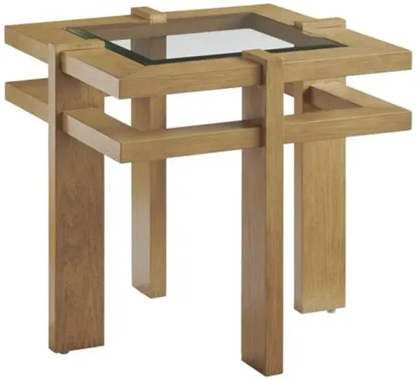 Los Altos Valley View Outdoor Aluminum Square End Table - Light Tan - Tommy Bahama - Beige
