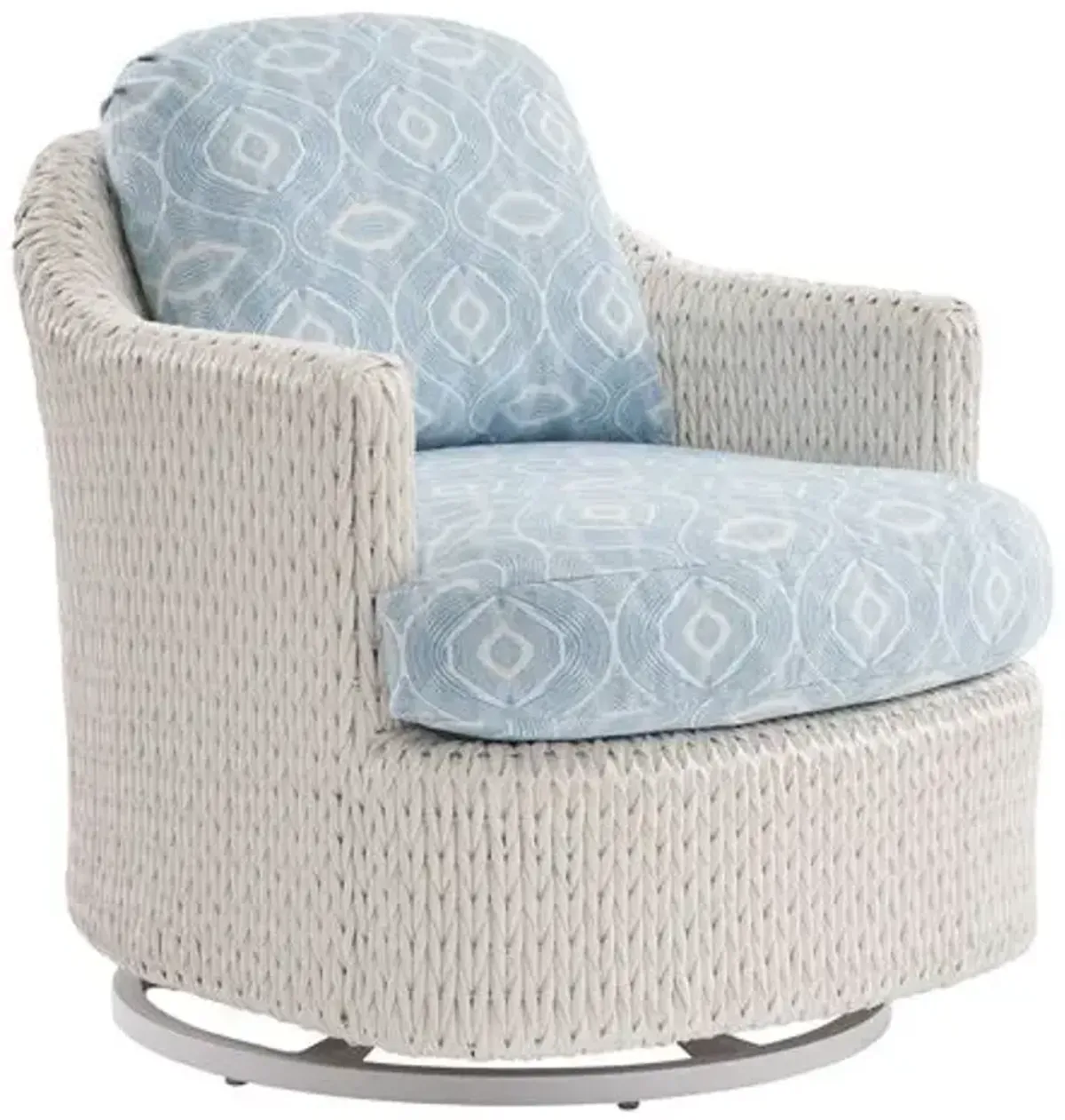 Ocean Breeze Promenade Outdoor Occasional Swivel Chair - White/Global Blue - Tommy Bahama