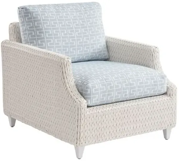 Ocean Breeze Promenade Outdoor Aluminum/Wicker Lounge Chair - White/Geometric Blue/Aqua - Tommy Bahama