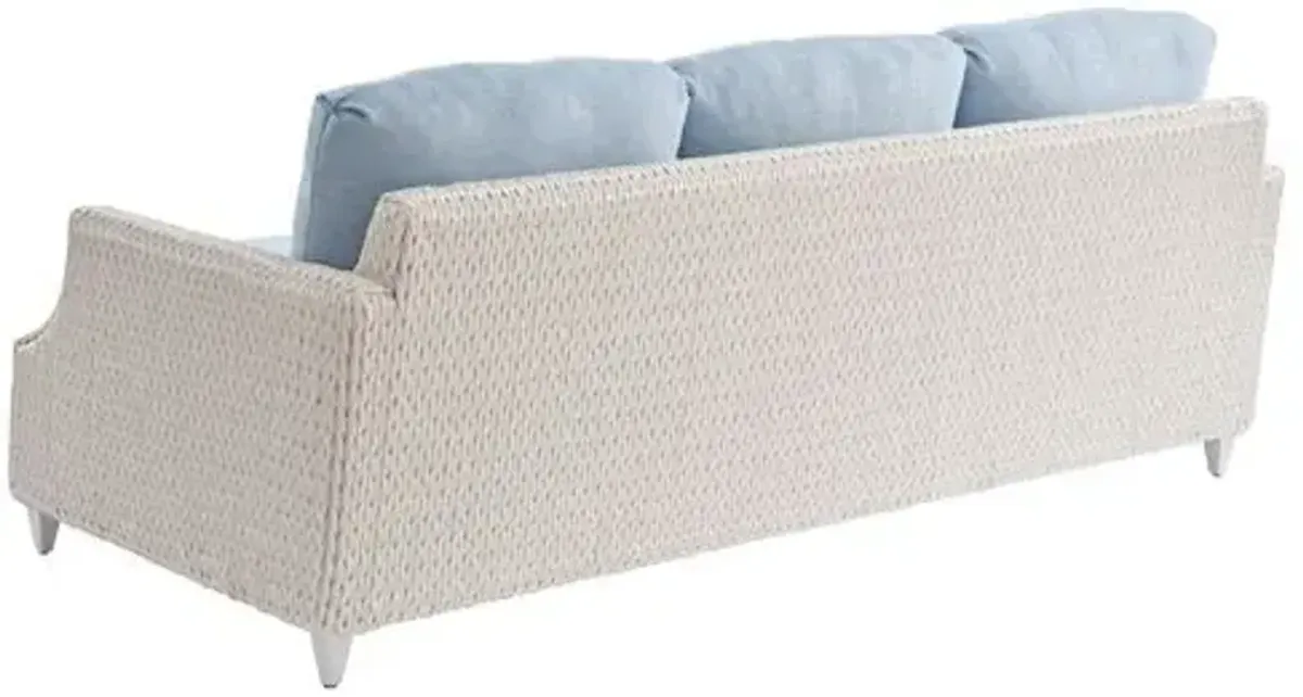 Ocean Breeze Promenade Outdoor Aluminum/Wicker Sofa - White/Blue/Aqua - Tommy Bahama