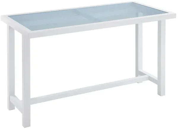 Ocean Breeze Promenade Outdoor High/Low Adjustable Aluminum Bistro Table, White/Blue