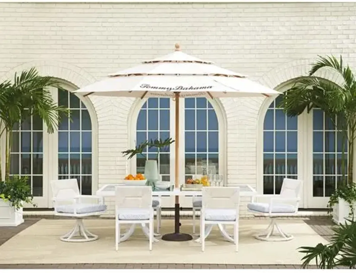 Ocean Breeze Promenade 88" Outdoor Aluminum Rectangular Dining Table - White/Blue - Tommy Bahama