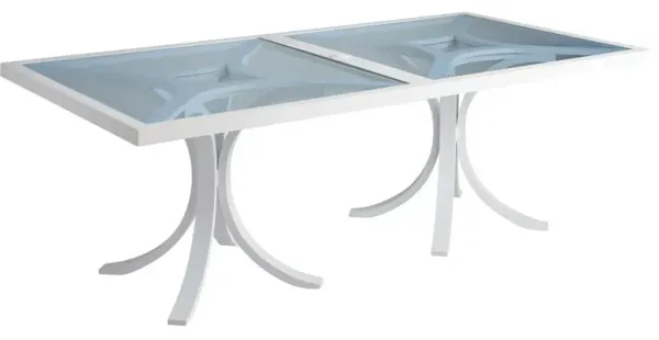 Ocean Breeze Promenade 88" Outdoor Aluminum Rectangular Dining Table, White/Blue