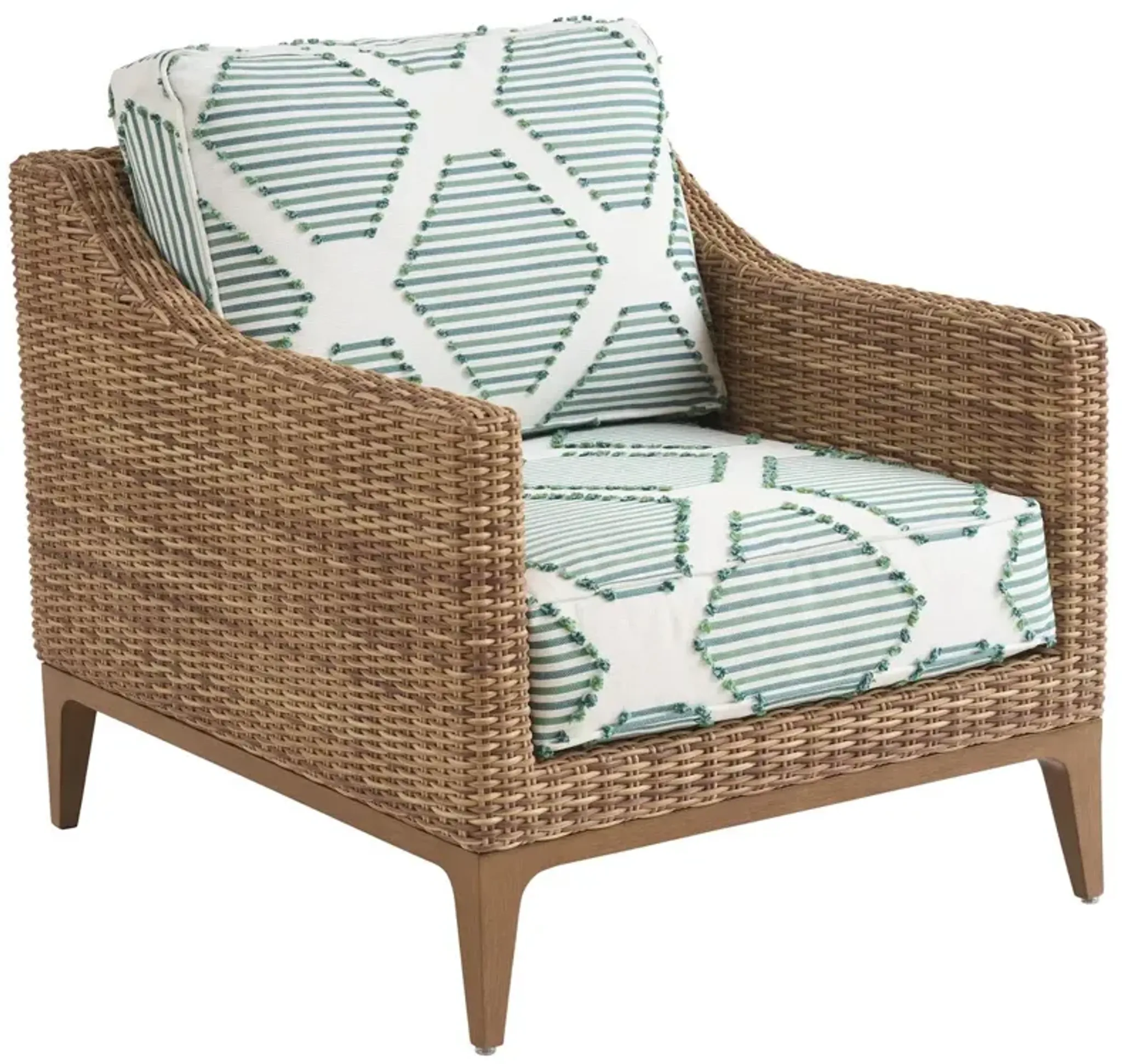 Palm Desert Poolside Outdoor Wicker/Teak Lounge Chair, Novelty Green ...