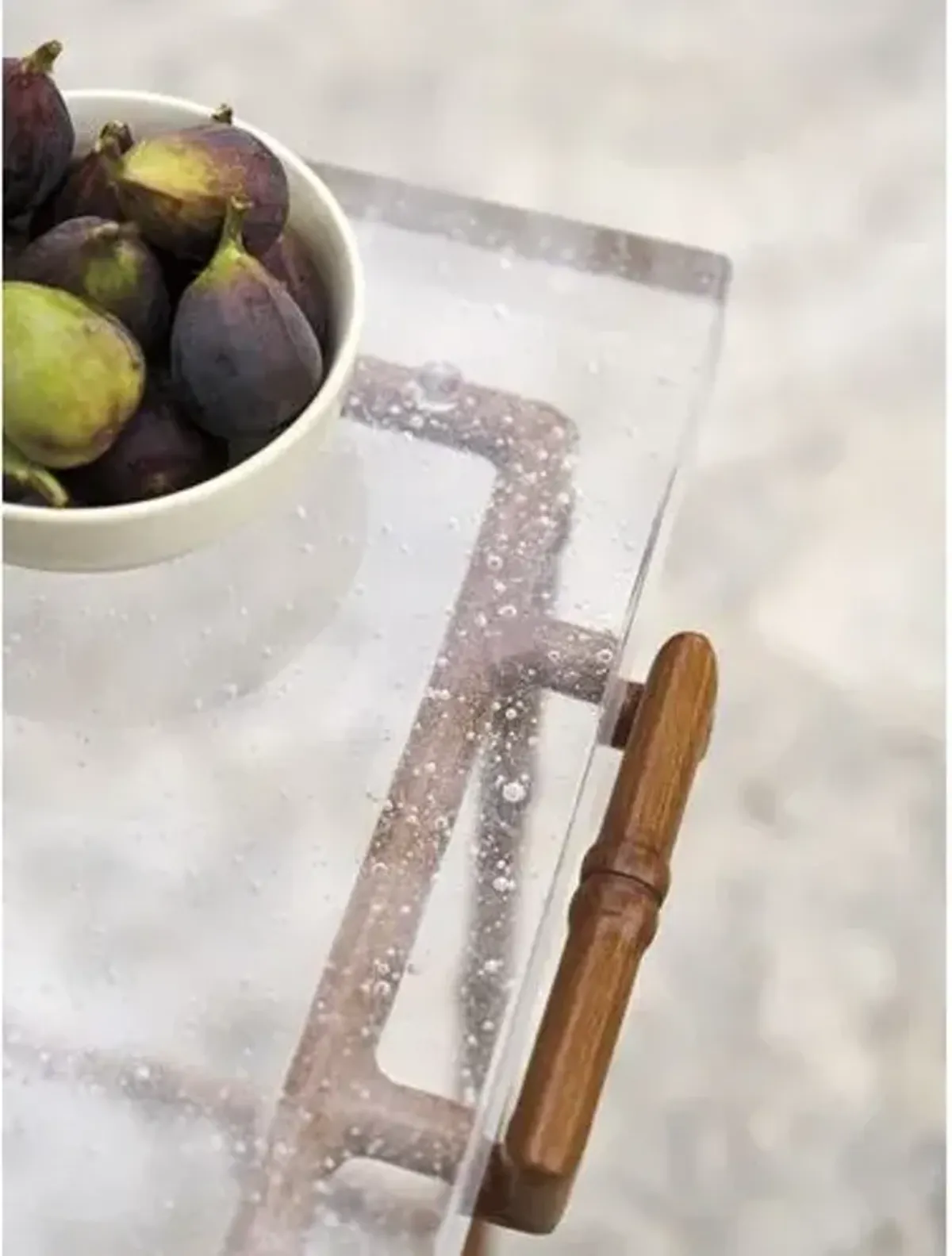 Palm Desert Poolside Outdoor Aluminum/Bubble Glass Top Accent Table - Brown/Semi-Clear - Tommy Bahama - 23Hx13.5Wx19.5D in