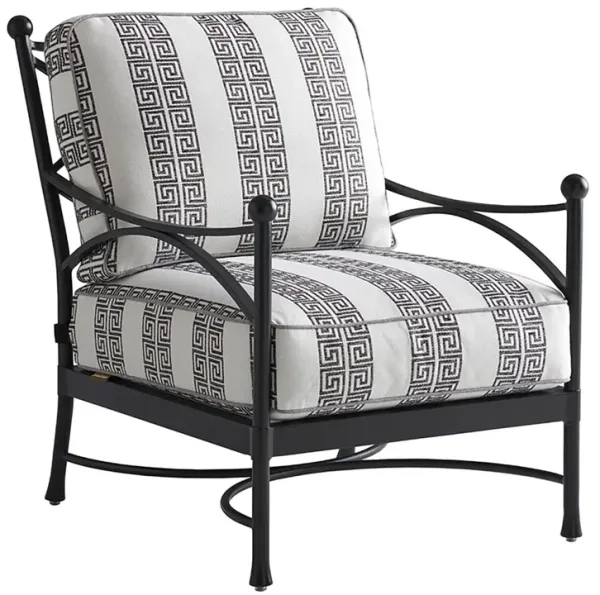 Pavlova Outdoor Aluminum Chair, Black/Gray Geometric