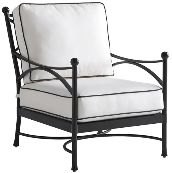 Pavlova Outdoor Aluminum Lounge Chair, Black/White Sunbrella