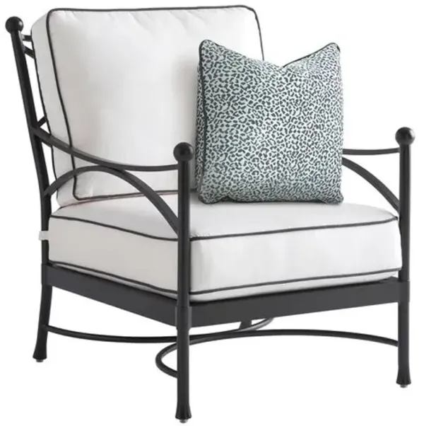 Pavlova Outdoor Aluminum Chair - Black/White Sunbrella - Tommy Bahama