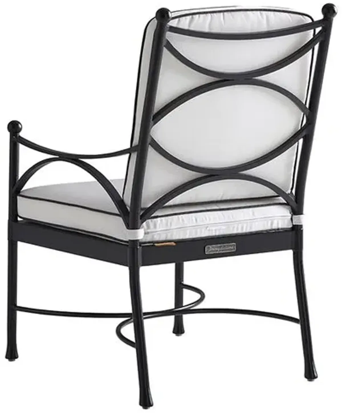 Pavlova Outdoor Aluminum Dining Chair - Black/White Sunbrella - Tommy Bahama